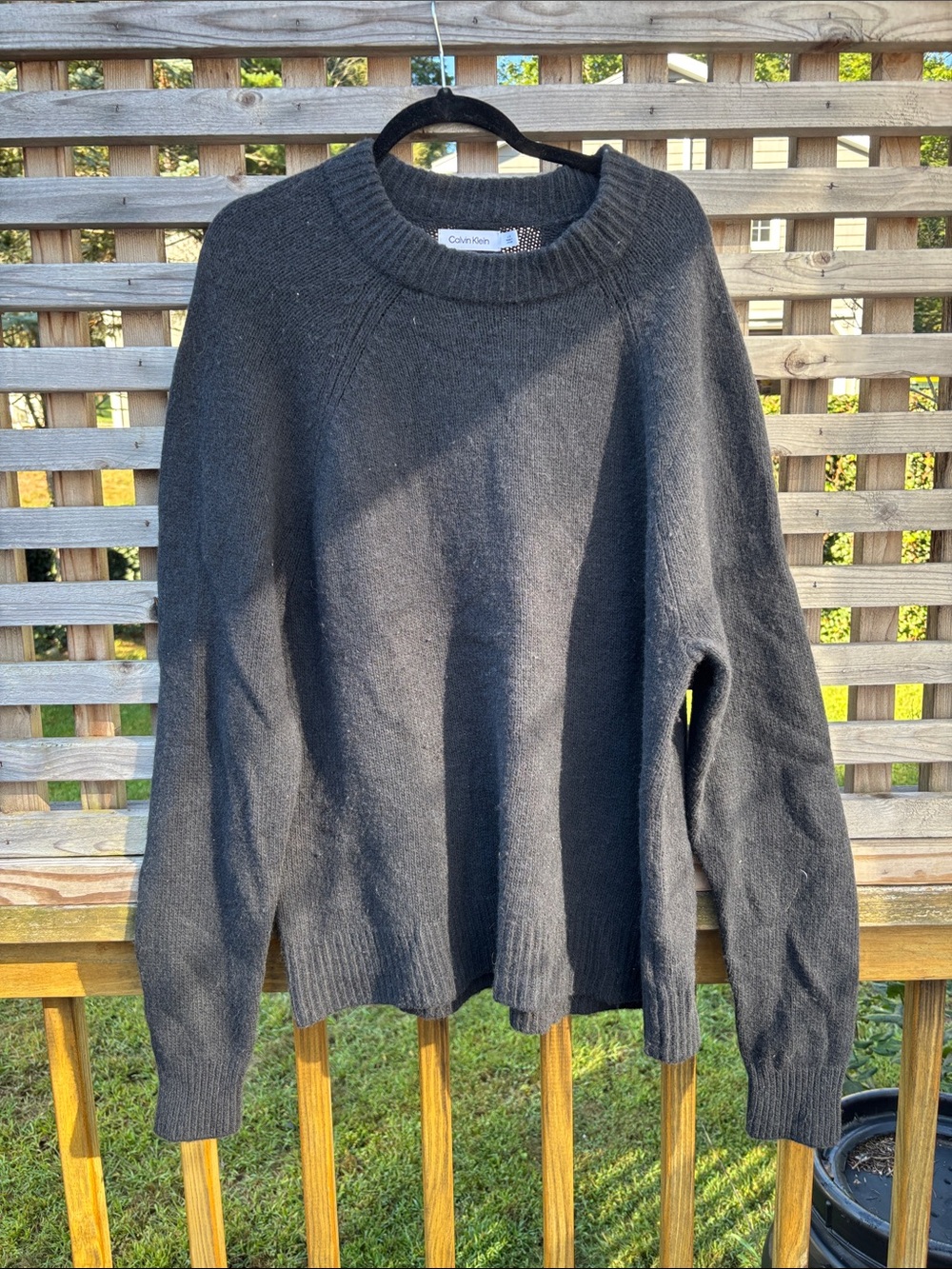 Calvin Klein Men's Dark Charcoal Gray Crewneck Sweater